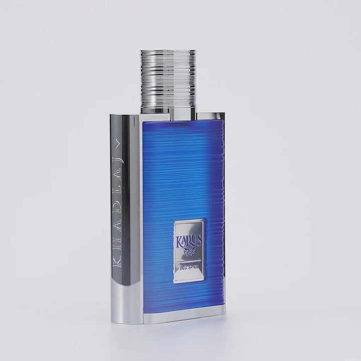 Khadlaj Karus Blu Spice – Spicy, Aromatic, Woody, Amber – Eau de Parfum Spray Long-Lasting Fragrance for Unisex, 3.4 Ounce / 100ml