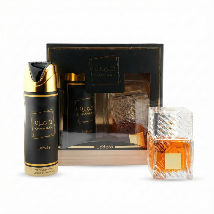 Lattafa Khamrah 2 Pcs Giftset With 100ml Edp + 200ml Perfumed Spray