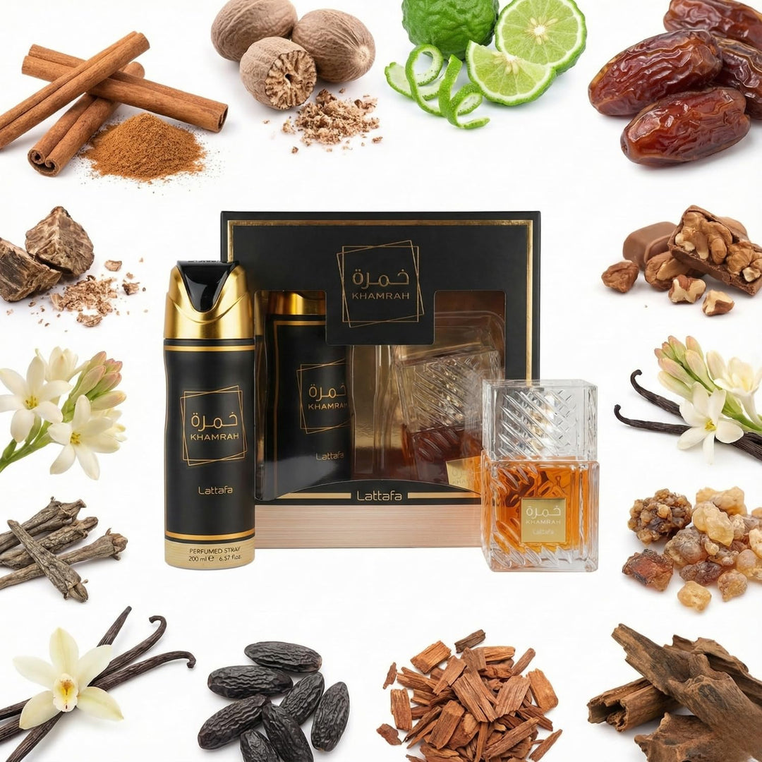 Lattafa Khamrah 2 Pcs Giftset With 100ml Edp + 200ml Perfumed Spray