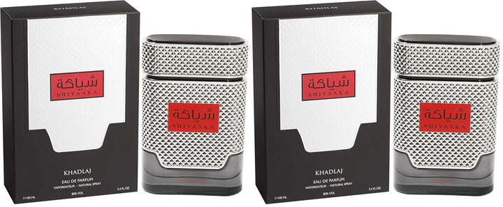 Khadlaj Shiyaaka Silver Eau de Parfum Spray for Men, 3.4 Ounce (Pack of 2)