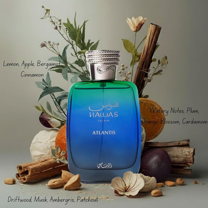 RASASI Hawas Atlantis Eau de Parfum for Men, 100ml (3.4 oz) Fresh & Modern Scent Spray